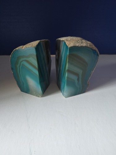 Agate geode bookends - geode, blue