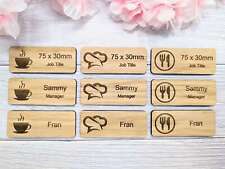 Custom Cafe & Restaurant Name Badges, Eco Oak MDF, Chef/Coffee Graphics