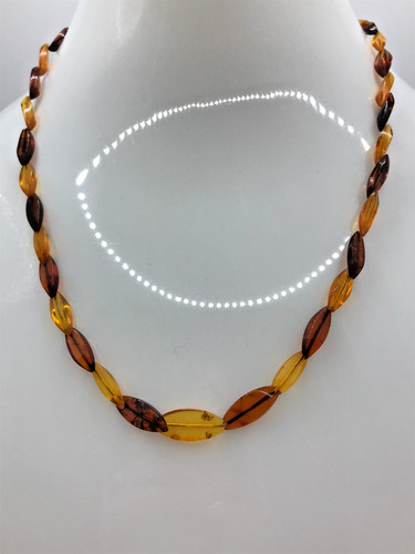 Vintage amber leaf - amber, necklace