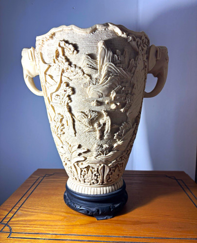 Beige black decorative - beige, vase