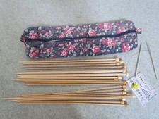 KNITTING BUNDLE / COLLECTION BAG,  9 SETS OF NEEDLES , MEASURES  ETC  VGC