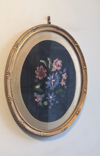 Antique needlepoint floral - antique,