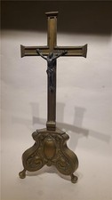 Antique brass crucifix - brass, 17