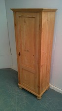 A Narrow Antique/Old Pine 1 Door 1 Drawer Bathroom Cupboard to Wax/Paint