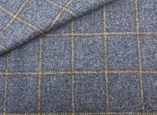 100% Wool Yorkshire Tweed Blue with Yellow and Wine Overcheck Ref 2505/005