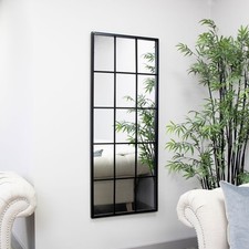 Extra Large black metal framed window style wall mirror paned glass country