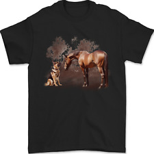 Dog and Horse German Shepherd Alsatian Mens T-Shirt 100% Cotton