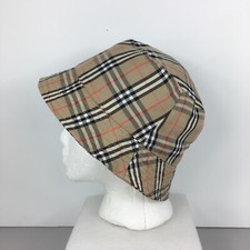 Burberrys Bucket Hat Classic Check Print Tan Black Red White Plaid Lined Crusher