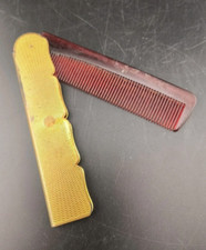 Vintage gold case folding comb - gold,