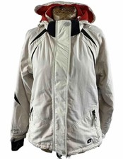 RUCANOR SKI COAT JACKET MEDIUM WHITE BLACK Detach Hood Waterproof Breathable