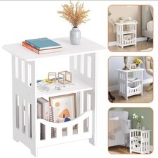 2-tier White Bedside Tables