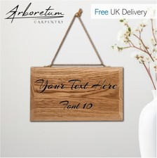 Personalised Custom Text Engraved String Wooden Sign Plaque Oak UK Made 10 Fonts