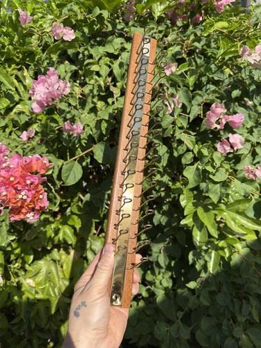 Vintage walnut wooden brass - walnut,