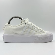 Adidas Nizza Platform Womens White Canvas Trainers UK Size 6