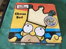 Vintage THE SIMPSONS 3D CHESS SET BY CARDINAL IN COMMEMORATIVE TIN 1998