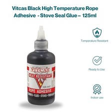 Vitcas Black High Temperature Rope Adhesive – Stove Seal Glue 125ml