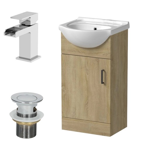450mm oak bathroom vanity unit - oak,