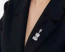 VIOLIN Cello Double Bass Crystal Inlaid Pin Brooch Hat Bag Charm Gift UK STOCK