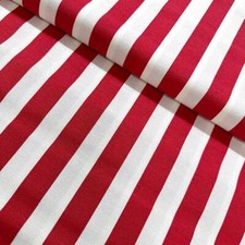 Red White Stripe Fabric, Cotton Water Repellent Curtain Drapery Chair Upholstery