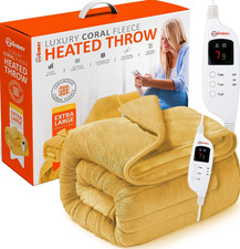 Electric Washable Heated Throw Over Blanket Luxurious Fleece