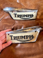 1971 -72 Triumph T120R 650cc Unit Petrol Tank Badges  used for restoration.