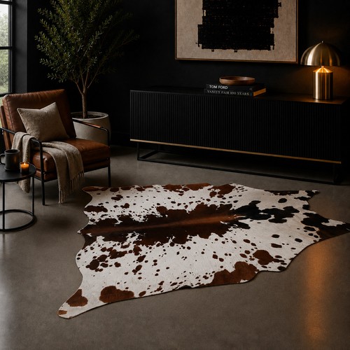 Genuine brown white - genuine, cowhide