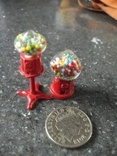 vintage GUMBALL MACHINES X 2  miniature doll house accessory
