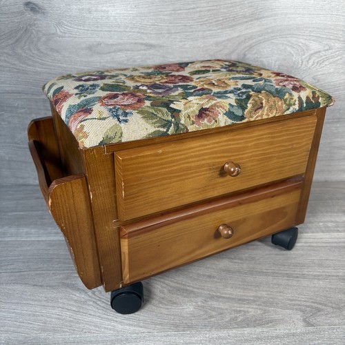 Vintage foot stool tapestry - stool,