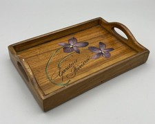 Vintage 1960s Italian Wooden Tray Gardone Riviera Hand Painted Violets 18cm long