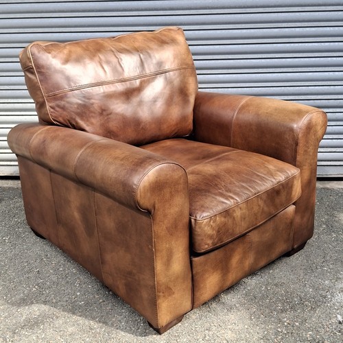Brown leather club armchair - club,