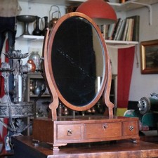Antique Mahogany Swing Mirror with Drawers