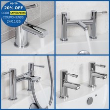 Modern Chrome Bathroom Sink Twin Taps Bath Filler Shower Mixer Basin Mini Mixer
