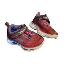 Pink Sketchers Girls Trainers Infants/Kids UK Shoe Size 4 SN10667N Light Up Used