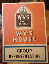 WWII HOME FRONT Original W.V.S CIVIL DEFENCE 1942 W.V.S House Window Card VGC