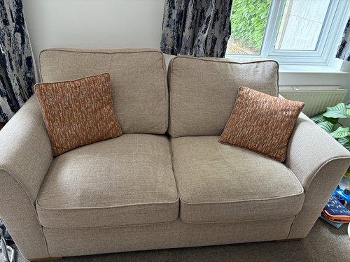 Beige fabric sofa set - beige, set.