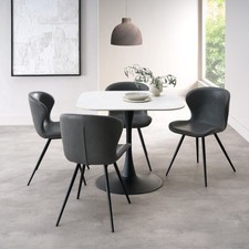 Carter White Ceramic Square Bistro Table with Black Base