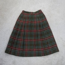 Atelier SAB Tartan Skirt Women Extra Small Green Red Plaid Pleated Japan Vintage