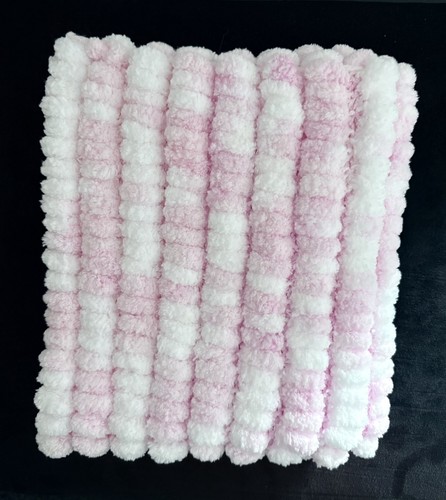 Hand knitted pink white - &, pom