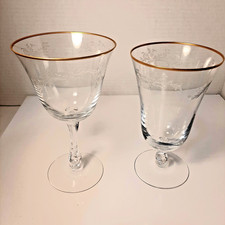 2 Fostoria Golden Lace water