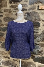 H&M ladies women’s blouse blue white spots 12 shirt top