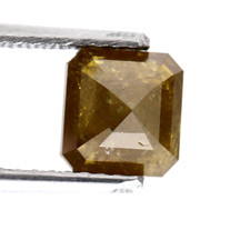 1.34ctw Emerald Shape Diamond Yellowish Brown Brilliant Cut Natural Diamond