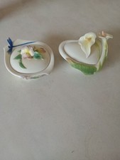 Graff Porcelain Trinket / or Butter / Sugar Box x 2 Lilly + Dragonfly