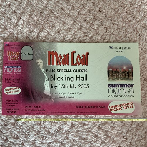 Meat loaf concert ticket stub - meat,