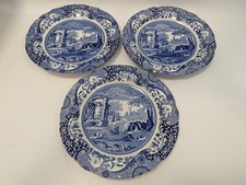 Set of 3 Vintage Spode Blue & White Italian Dinner Plates W10.5" A108 P411