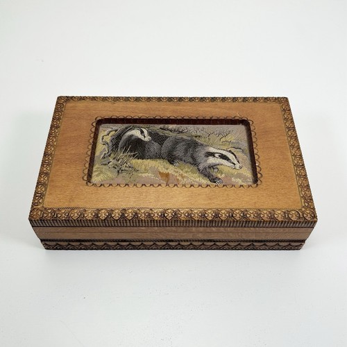 Vintage wooden box - wooden, badger