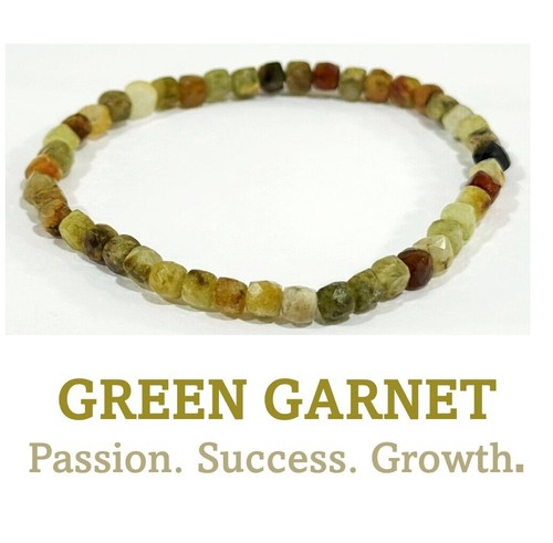 Green garnet cube cut crystal - garnet,