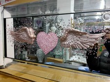 Angel Wing 3d Glitter Liquid Art Picture with pink wing and glitter work Mirror 