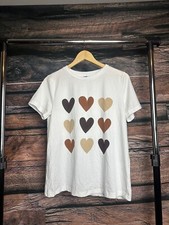 Shein Hearth Print Tee Women's White T-shirt Hearth Print Multicoloured Size M