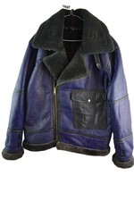 Blue Shearling Jacket size 3XL Mens Full Zip Bomber Flight Casual Outdoors