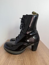 Dr Martens Darcie Black Patent Leather Heeled Chunky Diva Chic Boots UK 7 EU 41
